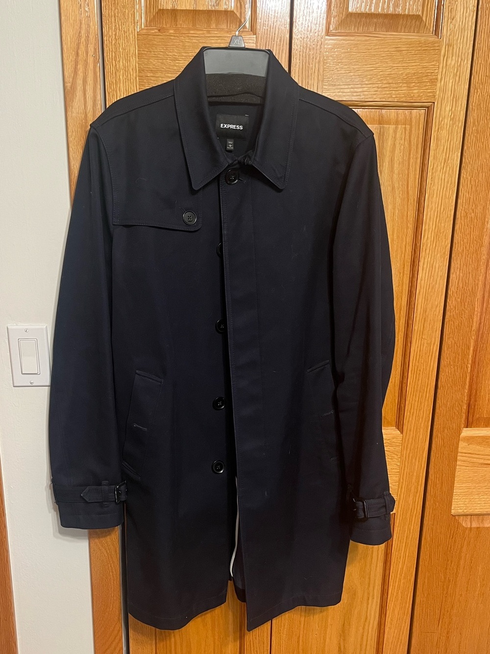 Express Men's navy blue Trench Coat Large Long